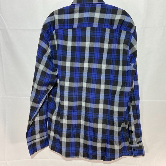 Strauss Long Sleeved‎ Button Shirt Blue Plaid Large LIKE NEW - Picture 2 of 8